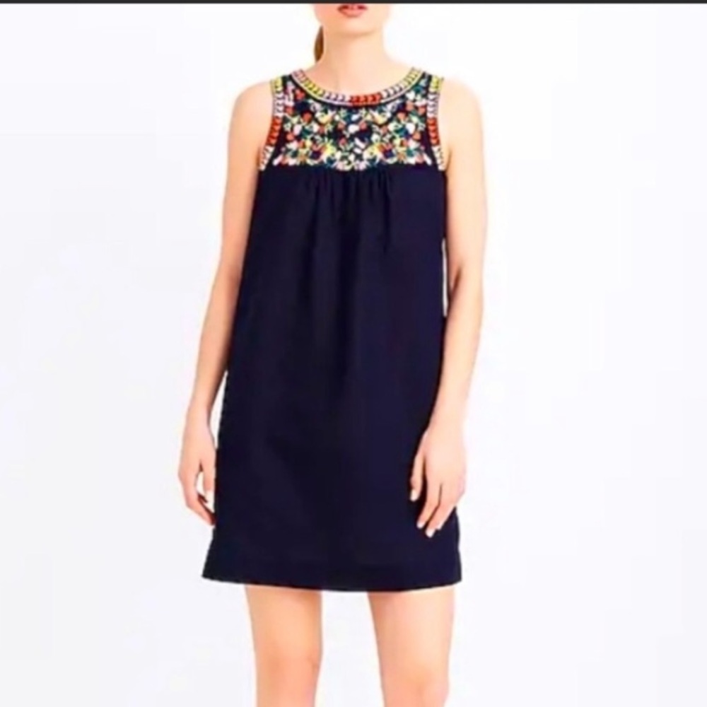 J Crew Embroidered linen blend Dress size 12